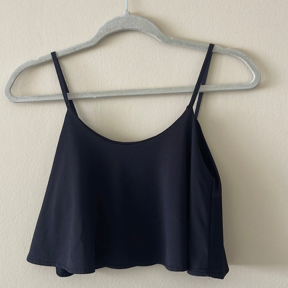 Zara Navy Blue Cropped Spaghetti Strap Tank